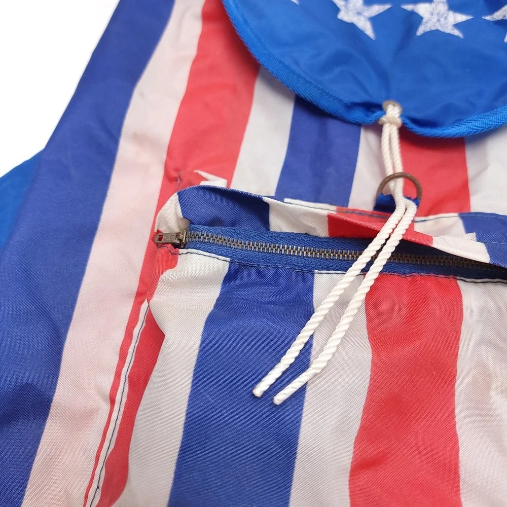 Vintage USA Flag Backpack 1970's Retro Nylon Bag‎ America Stars And Stripes